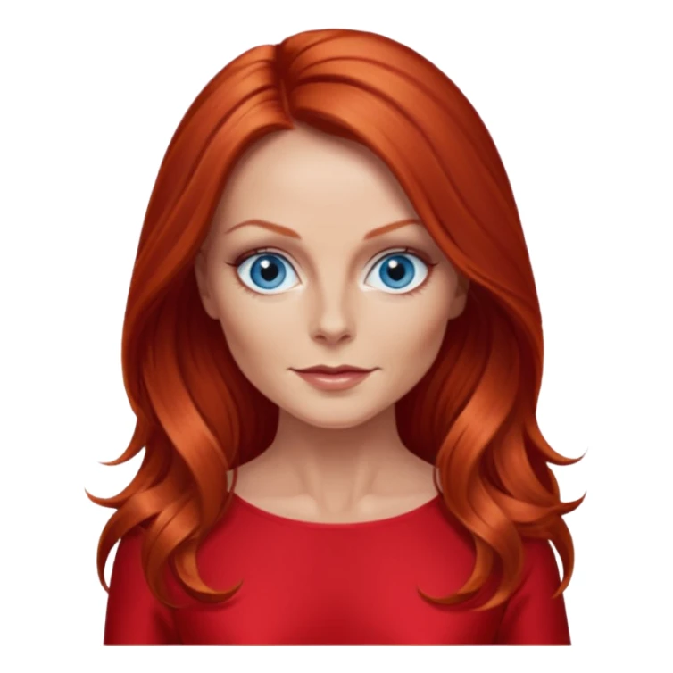 Geri Halliwel with long red hair, blue eyes, red outfit sticker