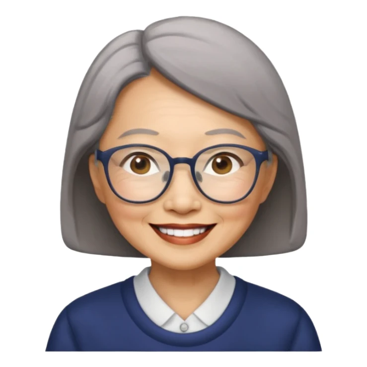 Elder asian woman with glasses sticker