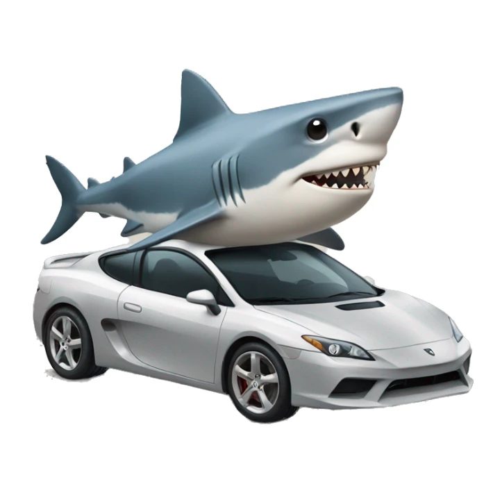 Shark with sunglasses riding a sports car sticker