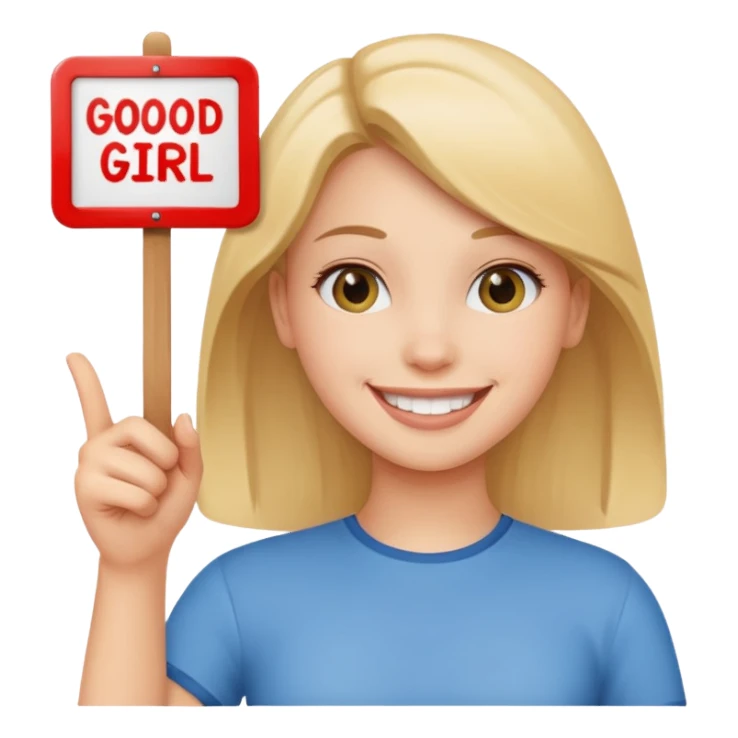 A girl holding a sign saying good girl sticker