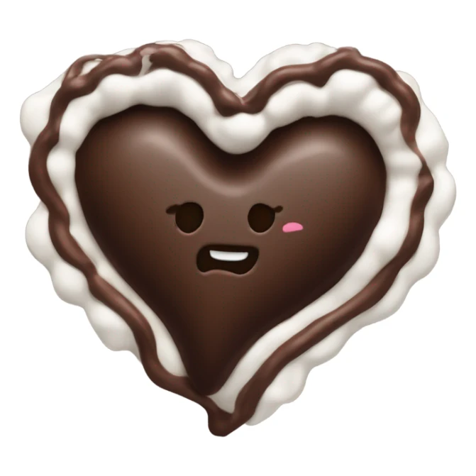 Dark chocolate heart emoji with whipped cream on top sticker