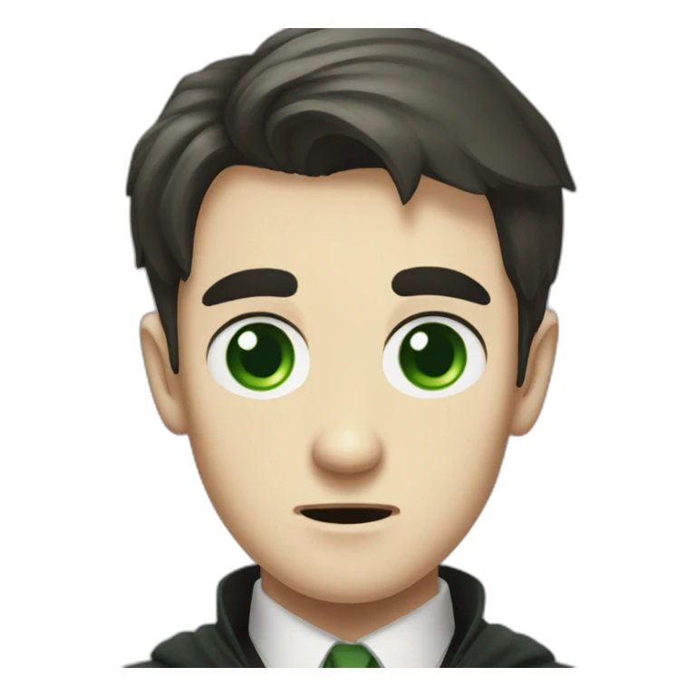 Tom riddle with green eyes and a sharp face looking angry sticker
