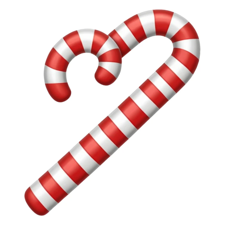 Classic Red-White Cane: Curved striped red-and-white candy cane. sticker