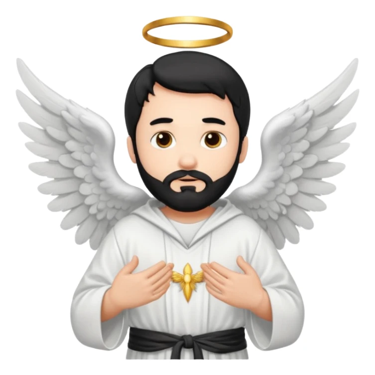 black hair, white bearded man angel sticker