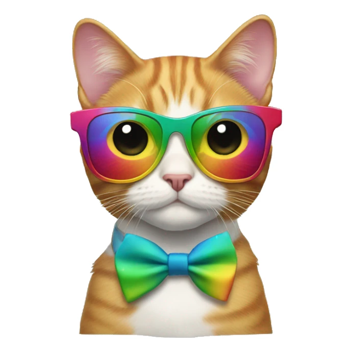 Rainbow Cat with sunglasses and bow tie  sticker