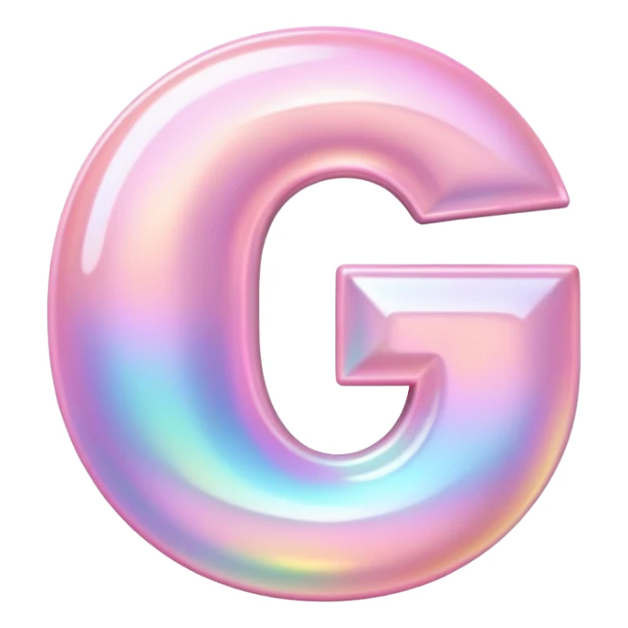 Iridescent pastel pink Font setting icon with letter G sticker