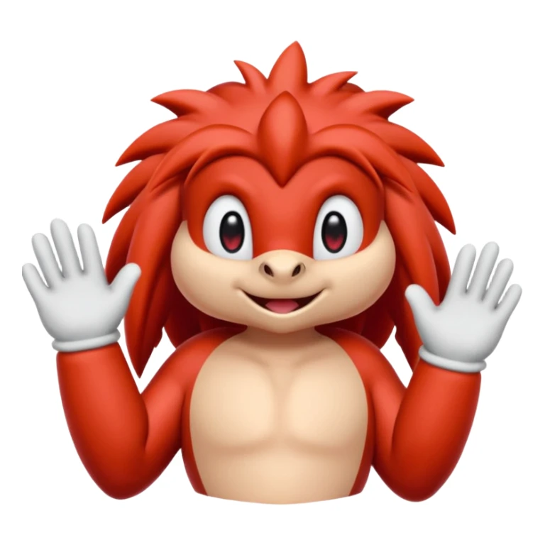 Sonic the hedgehogs friend knuckles a red animal with peach arms and white mittens, he’s a echidna with red eyes sticker