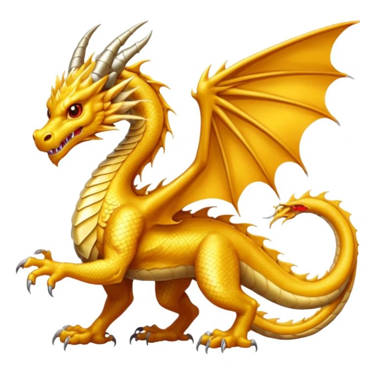 a golden dragon with two legs and two wings sticker