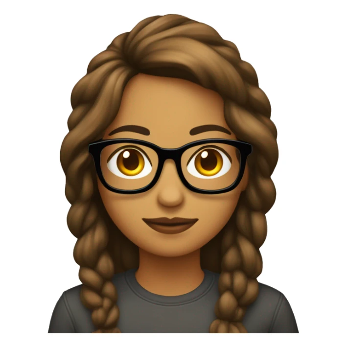 chica con lentes, pelo castaño oscuro  ondulado largo ocn laptop sticker