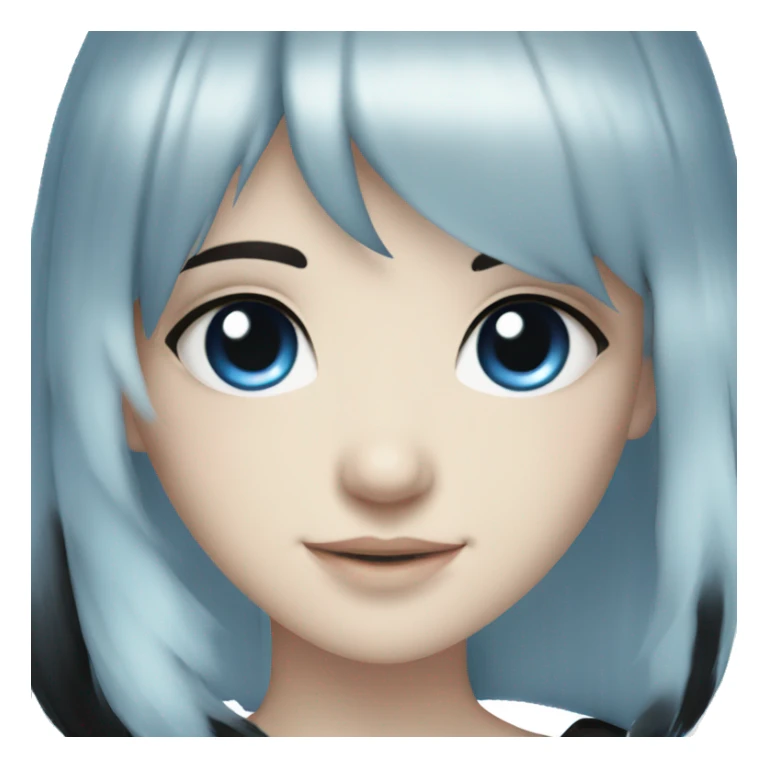 smiling blue eyed egirl with black hair sticker