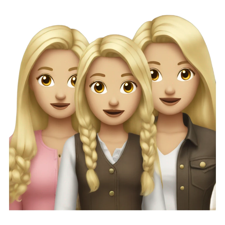 3 blonde girls and horses  sticker