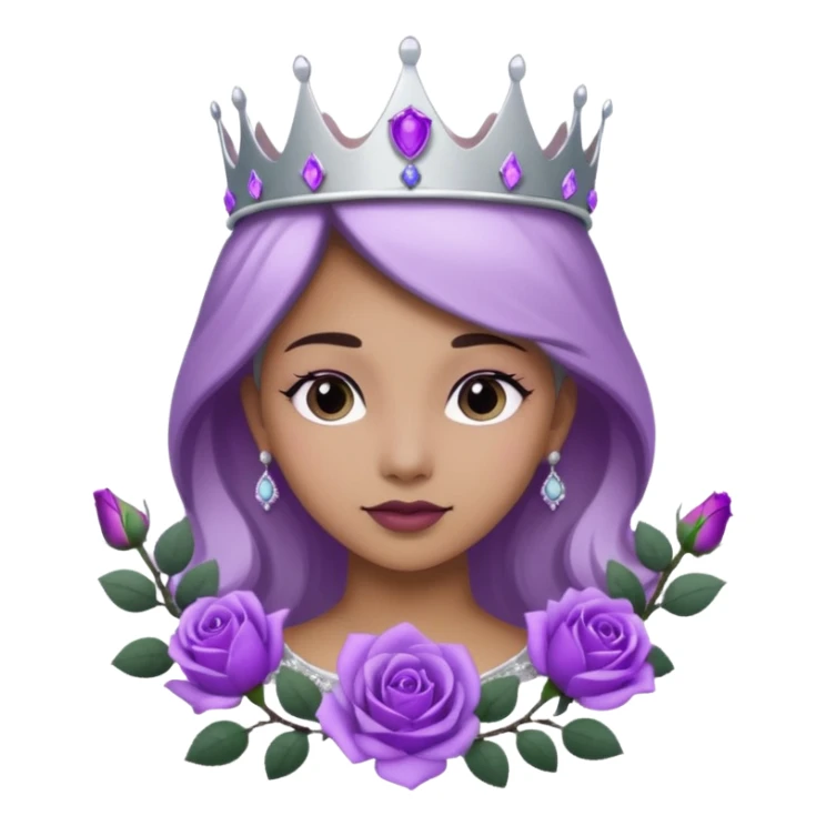 Purple shadow rose flower silver circle plaque with silver tiara sticker