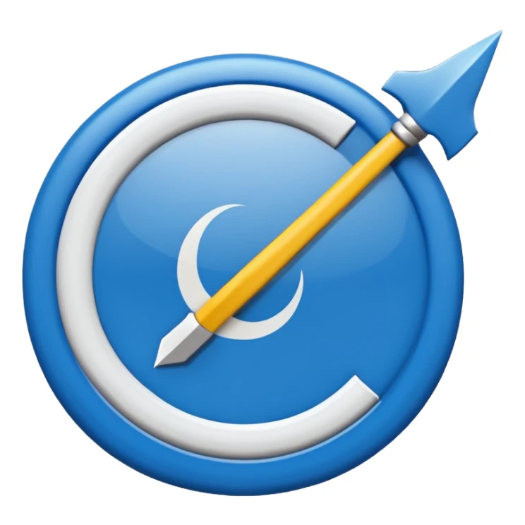 Circulo azul con una flechita adentro de color blanco sticker