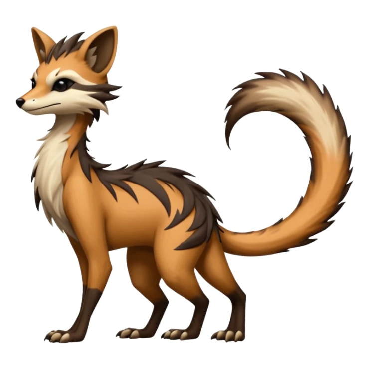 Cool furry anthropomorphic fantasy-Vernid-creature by LiLaiRa with a long tufted tail with edgy markings (full body) sticker