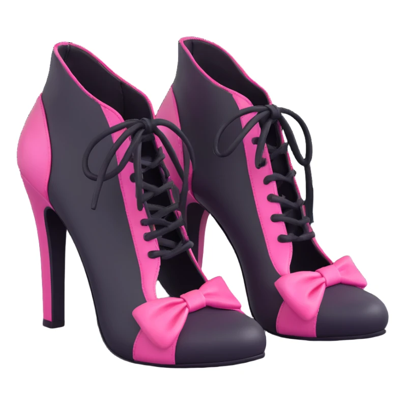 BLACKPINK-inspired gothic shoes, no hearts, black and pink, cute and sticker