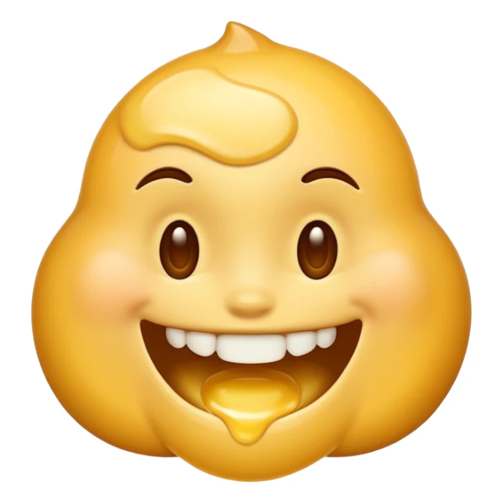 Smiling emoji having white honey fall out of its mouth  sticker