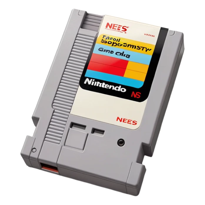 A classic Nintendo NES game cartridge with a colorful label sticker