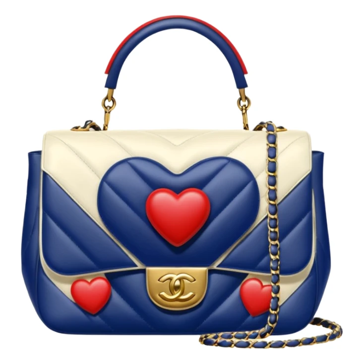 chanel heart white color bag sticker