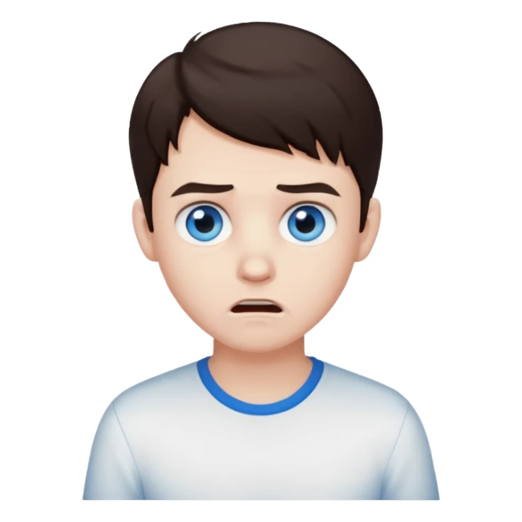 zombie scared boy with dark brown hair and white shirt sticker