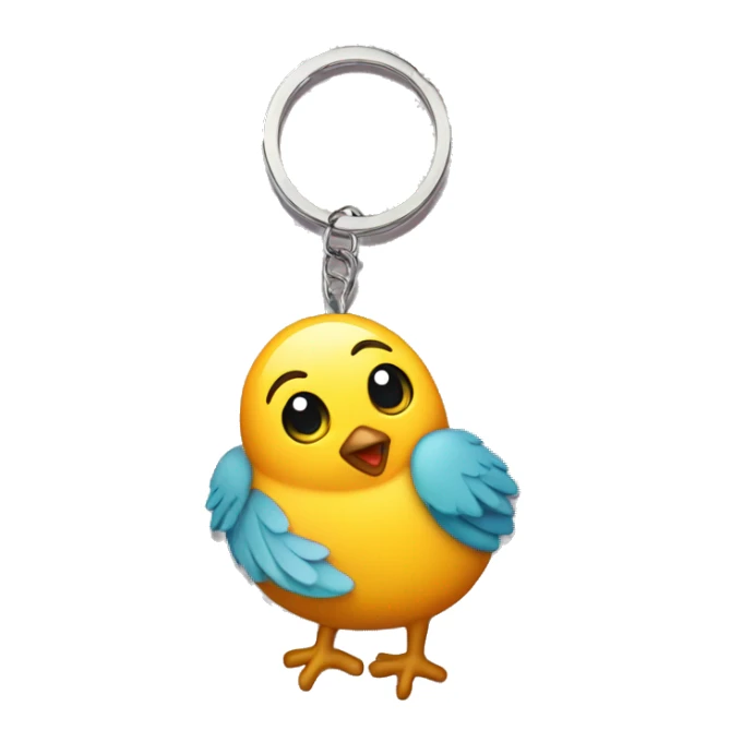 an cute keychain with a baby bird imprint on it  sticker