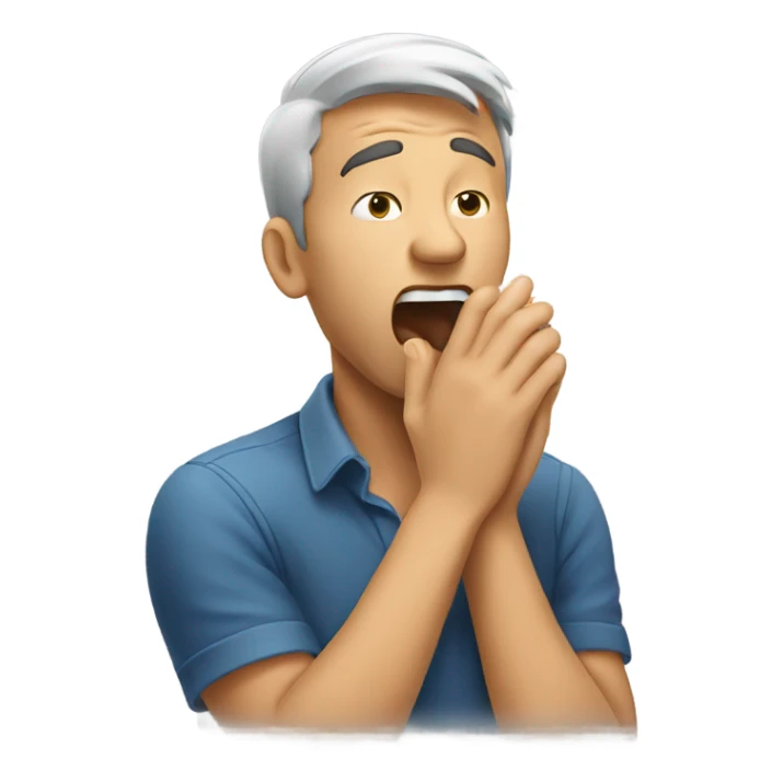 Man  yawning hand over mouth  sticker