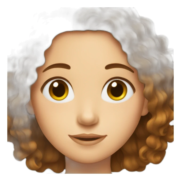 girl with brown wavy hair with square sticker