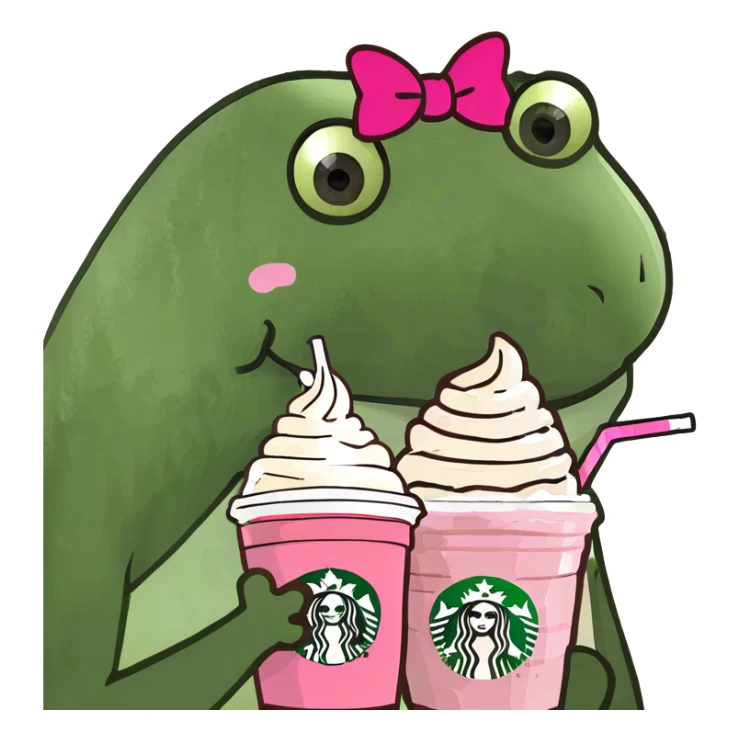A pink Starbucks iced coffee with whipped cream and a bow on the straw sticker
