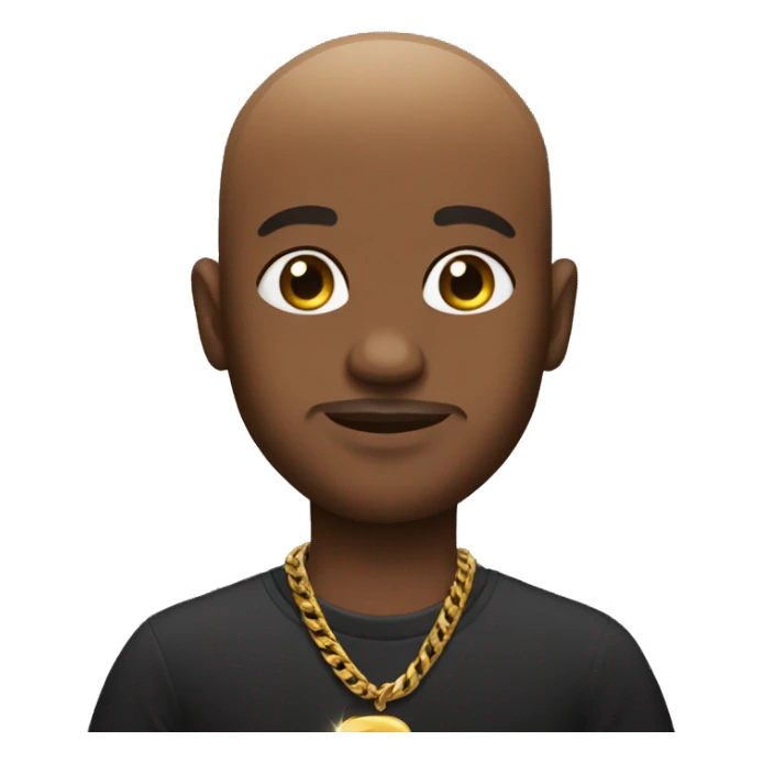 bald black man who has a gold chain with baby oil sticker