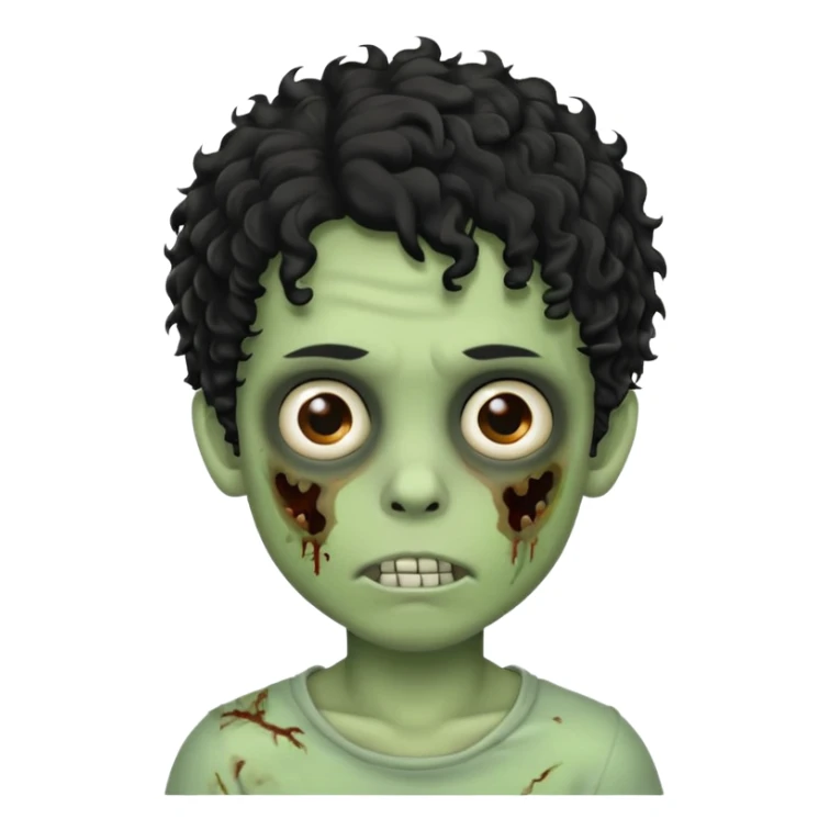 A boy zombie with black curly hair  sticker