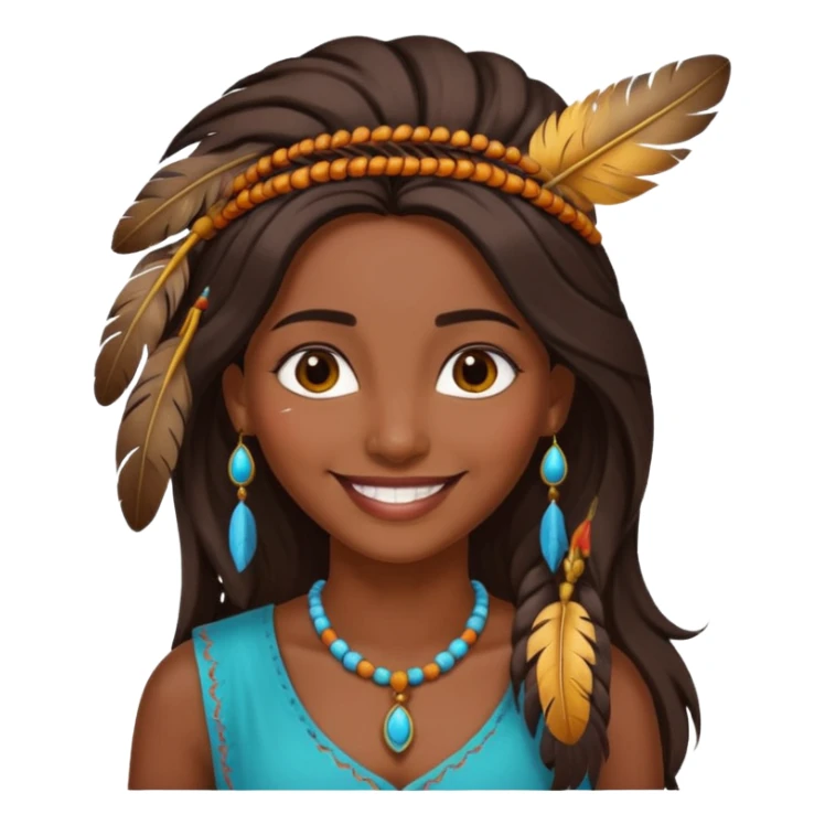 female indian with one feather in hair sticker