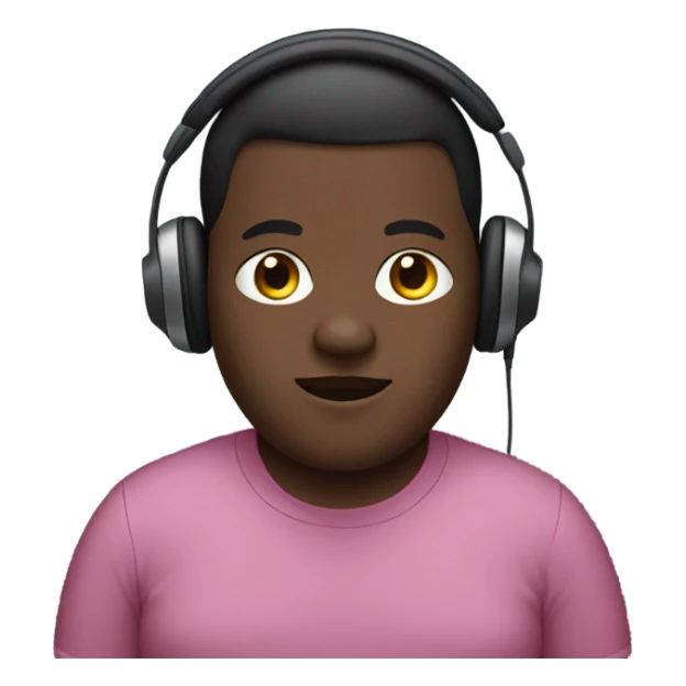 Dark skin short fat person wearing headphones  sticker
