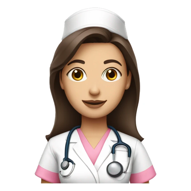Pretty brunette nurse in pink scrubs sticker