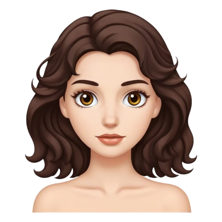 white female with wavy dark brown hair and long eyelashes  sticker