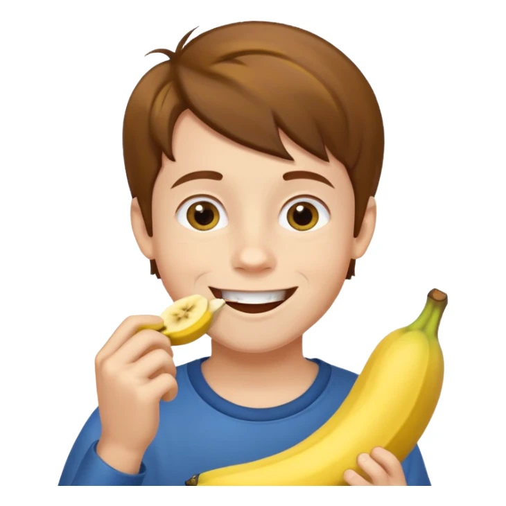 мальчик ест банан и ему нравится sticker