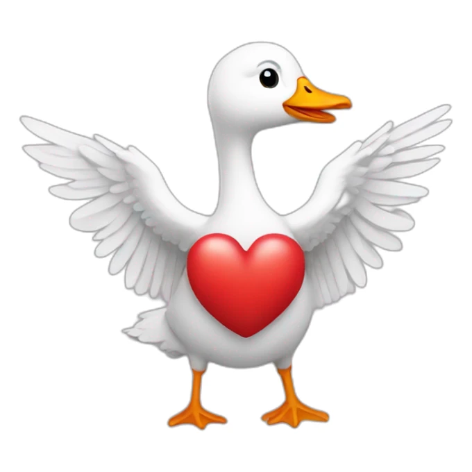 Detailed Goose holding heart in wings  sticker