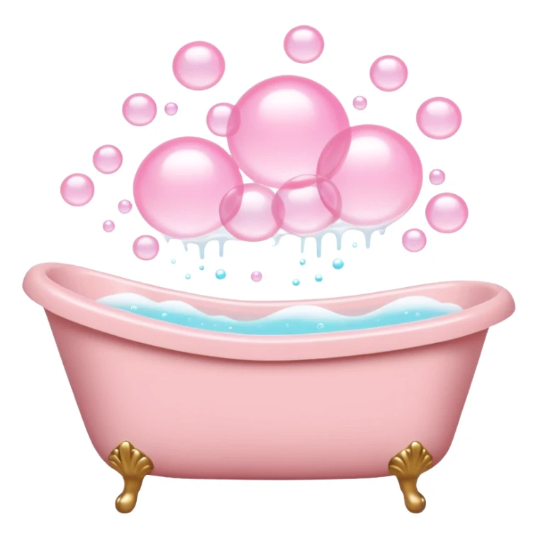 A light pink bathtub filled with light pink bubbles. Light pink bubbles rise upward above it. sticker