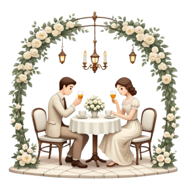 White romantic vintage aesthetic scenic sticker
