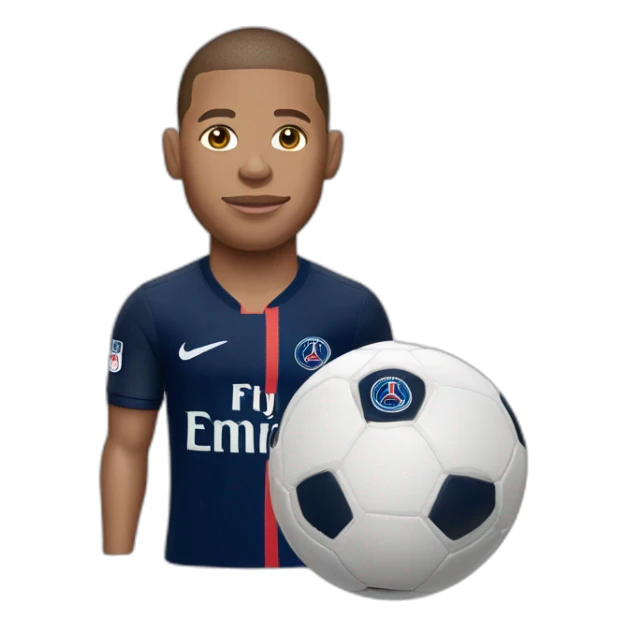Mbappé with a ball with real paris saint germain jersey sticker