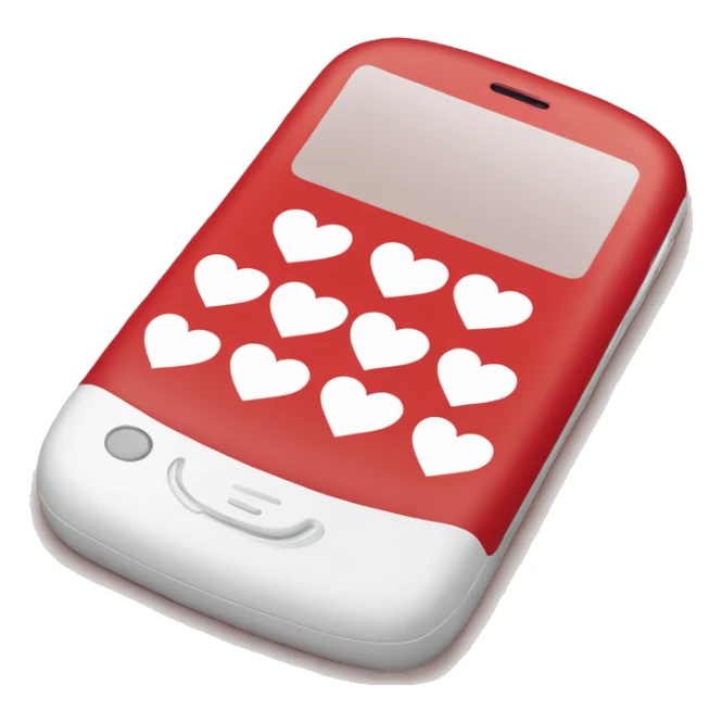 Cute red cellphone with a white heart on the screen  sticker