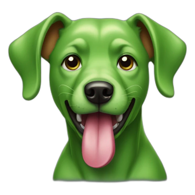 a green dog with his tongue sticking out sticker