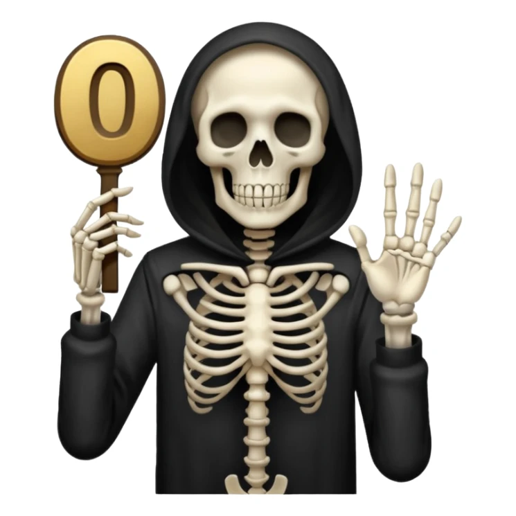 death holding number 0 in his hand sticker