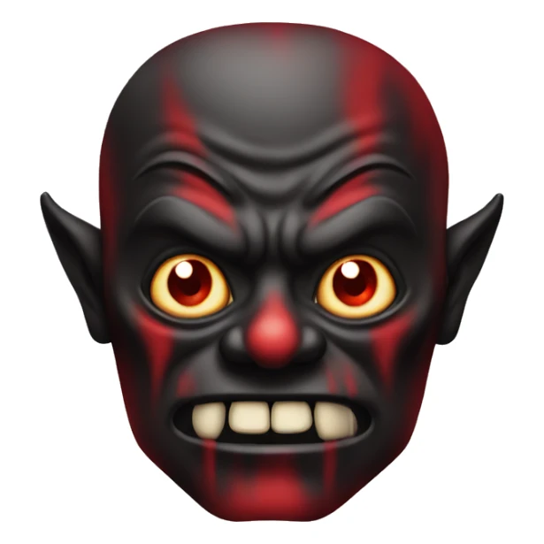Scary evil demon with red face and black eyes sticker