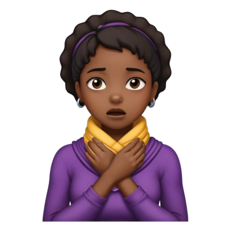 Black girl with her hands wrapped around her neck choking herself sticker