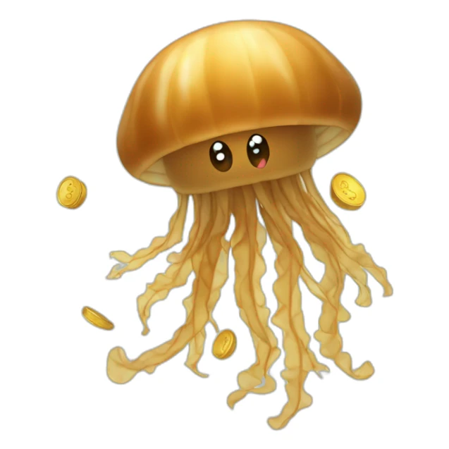 Baby brown jellyfish dancing money sticker