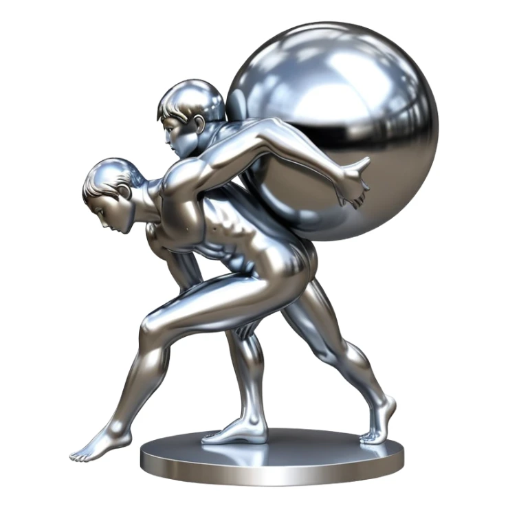 sorayama Sisyphus carrying big sphere on his back sculpture sticker