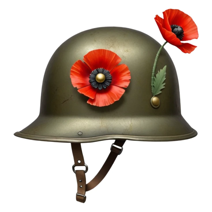red poppy flower with soldier helmet sticker