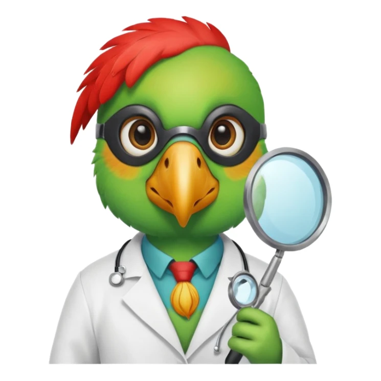 Parrot doctor with head mirror and mask.
 sticker