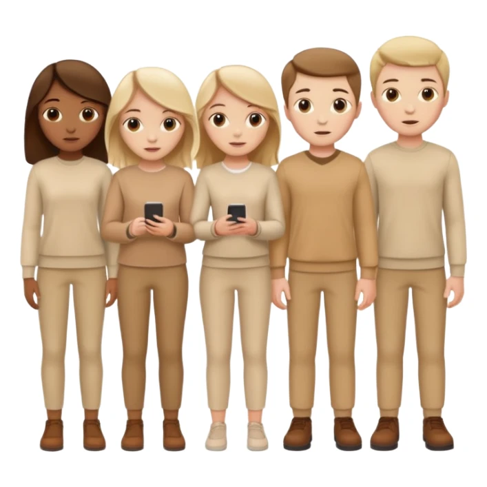 4 white girls and 2 white boys in beige clothes sticker