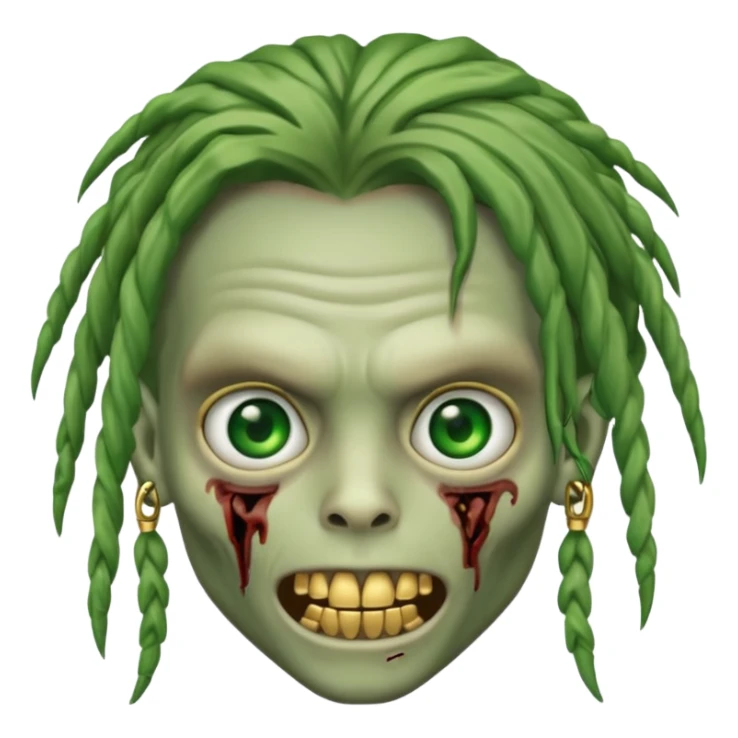 zombie boy emoji with dreads and gold grillz sticker