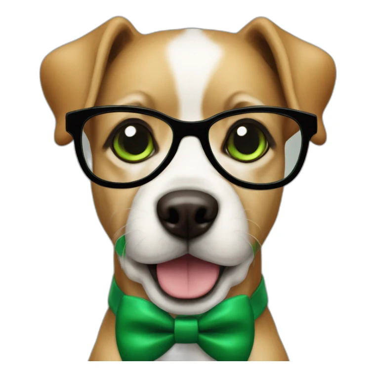 medium-bege-and-white-dog-with-green-eyes-and-black-glasses-and-green-bow sticker